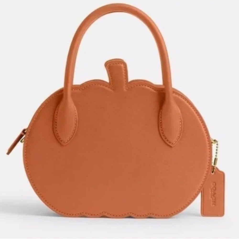 NWT Coach Orange Pumpkin Leather Bag CU868 - Picture 1 of 11